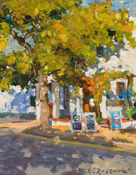Roelof Rossouw; Street Scene with Trees