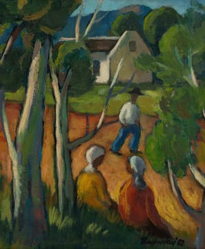 James Thackwray; Landscape with Figures amongst Trees