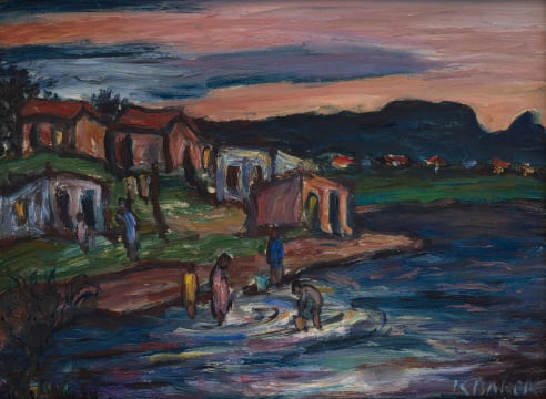 Kenneth Baker; Landscape with Figures in a River
