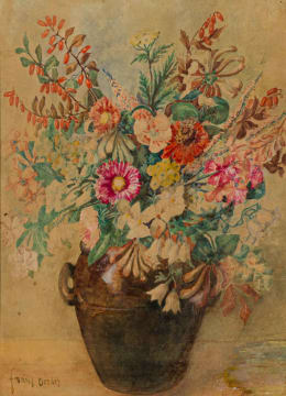 Frans Oerder; Pot with Flowers