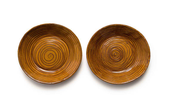 Hylton Nel; Brown dish with circular motif, two