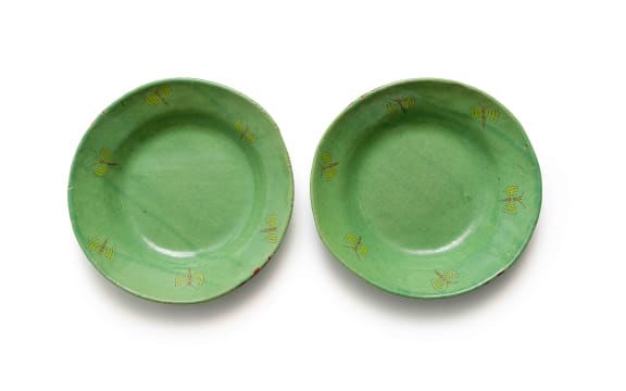 Hylton Nel; Green bowl with moth motif, two