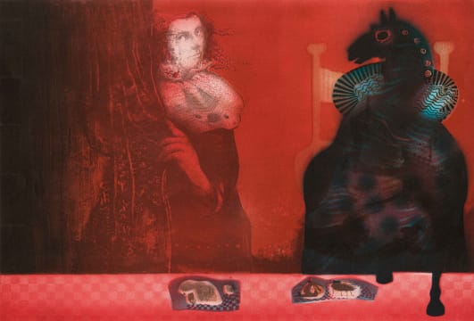 Karin Jaroszynska; Woman behind a Curtain