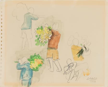 Peter Clarke; Figures Carrying Flowers