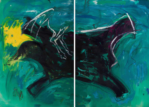 Jo Smail; Abstract Forms, diptych