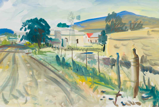 Gerhard Batha; Roadside Farmhouse with Windmill