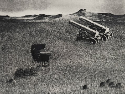 Pippa Skotnes; Landscape with Canons, Perambulator and Dog