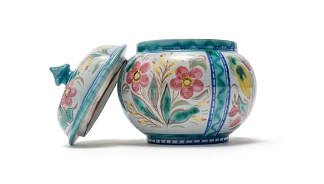 Linn Ware; Floral patterned jar and cover