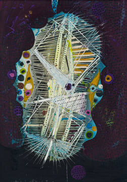 Christo Coetzee; Linear Abstract in Purple and Blue