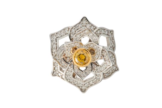 The Diamond Shoppe; Yellow diamond flower ring