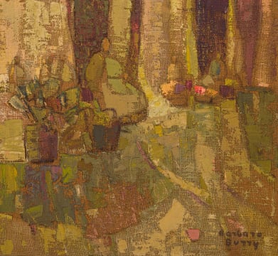 Barbara Grace Burry; Abstract in Green and Ochre