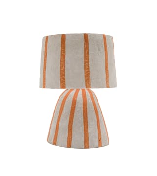 Quazi Design; Sheba table lamp with red ochre stripes