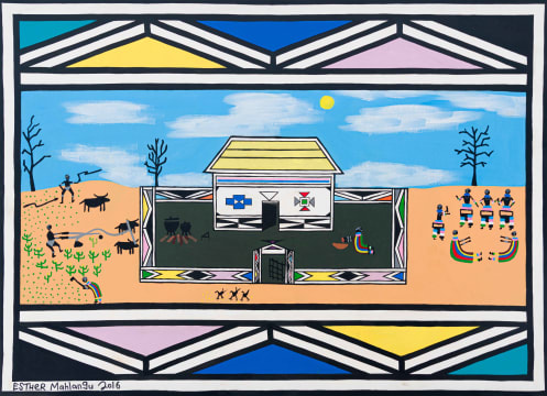 Esther Mahlangu; Untitled (Ndebele Village)