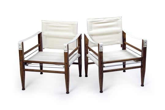 Pair of teak safari chairs