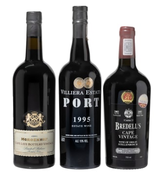 Cape Fortified Collection; Villiera, Morgenhof, Bredell's; 1995, 2001, 2003; 3 (1 x 3); 750ml