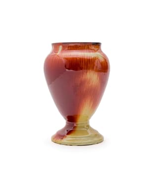 Rust and cream vase with foot by Linn Ware/Ceramic Studio | Strauss & Co