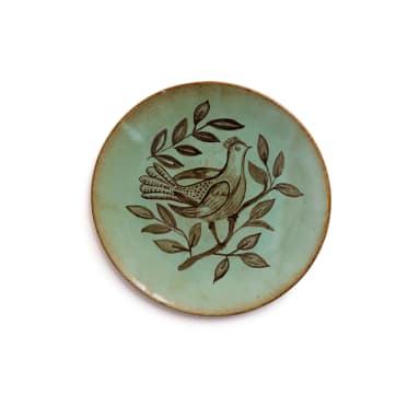 Linn Ware/Ceramic Studio; Plate with bird and leaf decoration