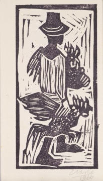 Peter Clarke; Man with Two Chickens, Greeting Card