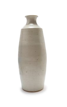 Digby Hoets; Large white vessel with black speckles and wavy patterning