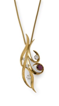 Ruby and diamond pendant and brooch