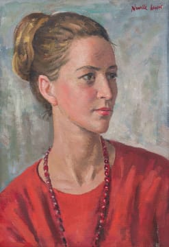 Alfred Neville Lewis; Portrait of a Woman in Red