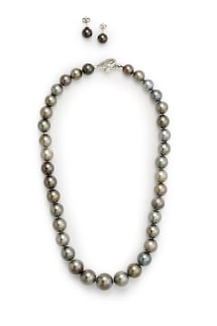 Asprey; Tahitian pearl necklace and earring en suite
