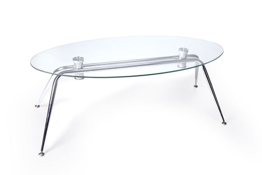 Glass and steel Art Deco table, Modern