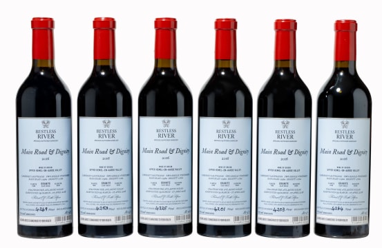 Restless River; Main Road & Dignity Cabernet Sauvignon; 2016; 6 (1 x 6); 750ml