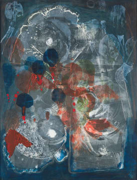 Stompie Selibe; Abstract Composition in Blue and Orange