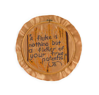 Frances Goodman; A Fluke is Nothing but a Flicker of Your True Potential, Toilet Embroideries series