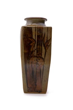 Tim Morris; Floor vase with bamboo and flower decoration