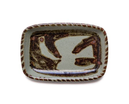 Esias Bosch; Rectangular platter decorated with bird