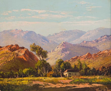 Tinus de Jongh; Mountain Landscape Cottage