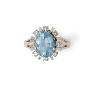 Aquamarine and diamond cocktail ring