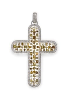 Yellow diamond cross pendant