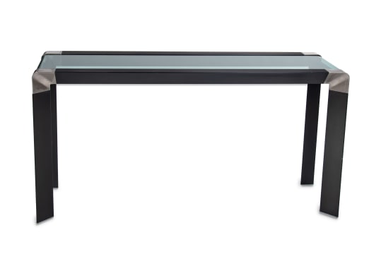 Modern glass and chrome console table, Italy