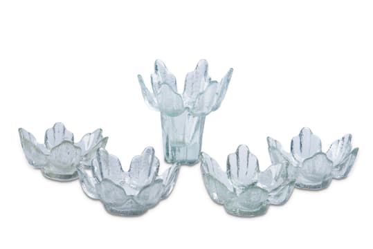 Set of glass 'Flair' range cactus candle holders, in sizes