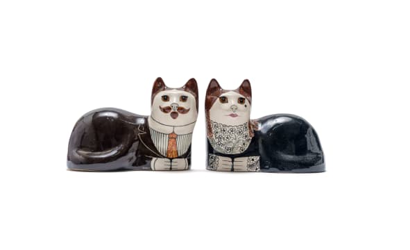 Toni Davidson & Alan P. Smith; Pair of ceramic cats