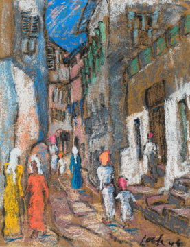Freida Lock; Bustling Street, Zanzibar