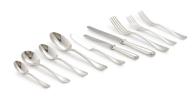 A part set of French silver-plated Perles pattern flatware, Christofle, c. 1935 -1983