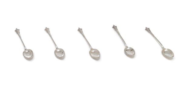 Five Edward VII Albany pattern silver teaspoons, William Devenport, Birmingham, 1903