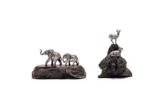 Two silver table ornaments, Patrick Mavros, Zimbabwe, 20th century
