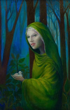 Catharina de Bliquy; Woman in a Green Cloak with Dove
