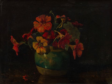 Willem Alexander Knip; Nasturtiums in a Ginger Jar