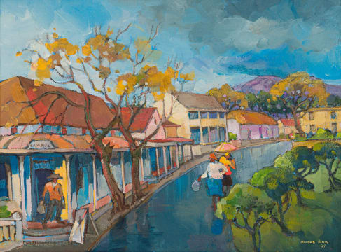 Kobus Louw; Street Scene with Figures
