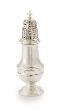 An Elizabeth II silver sugar caster, Barker Ellis & Co, Birmingham, 1972