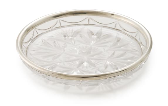 A German silver-mounted glass dish, Theodor Müller, c.1863-1940