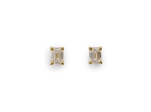 Emerald-cut diamond studs