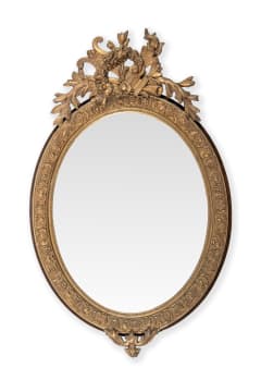 French Louis XVI style oval gilt wall mirror, 19th century