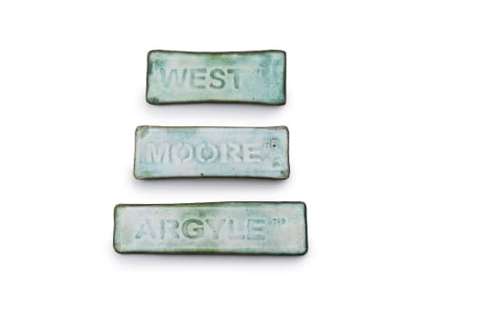 Marlene De Beer; Marlene De Beer 'Stand van Sake' brooches